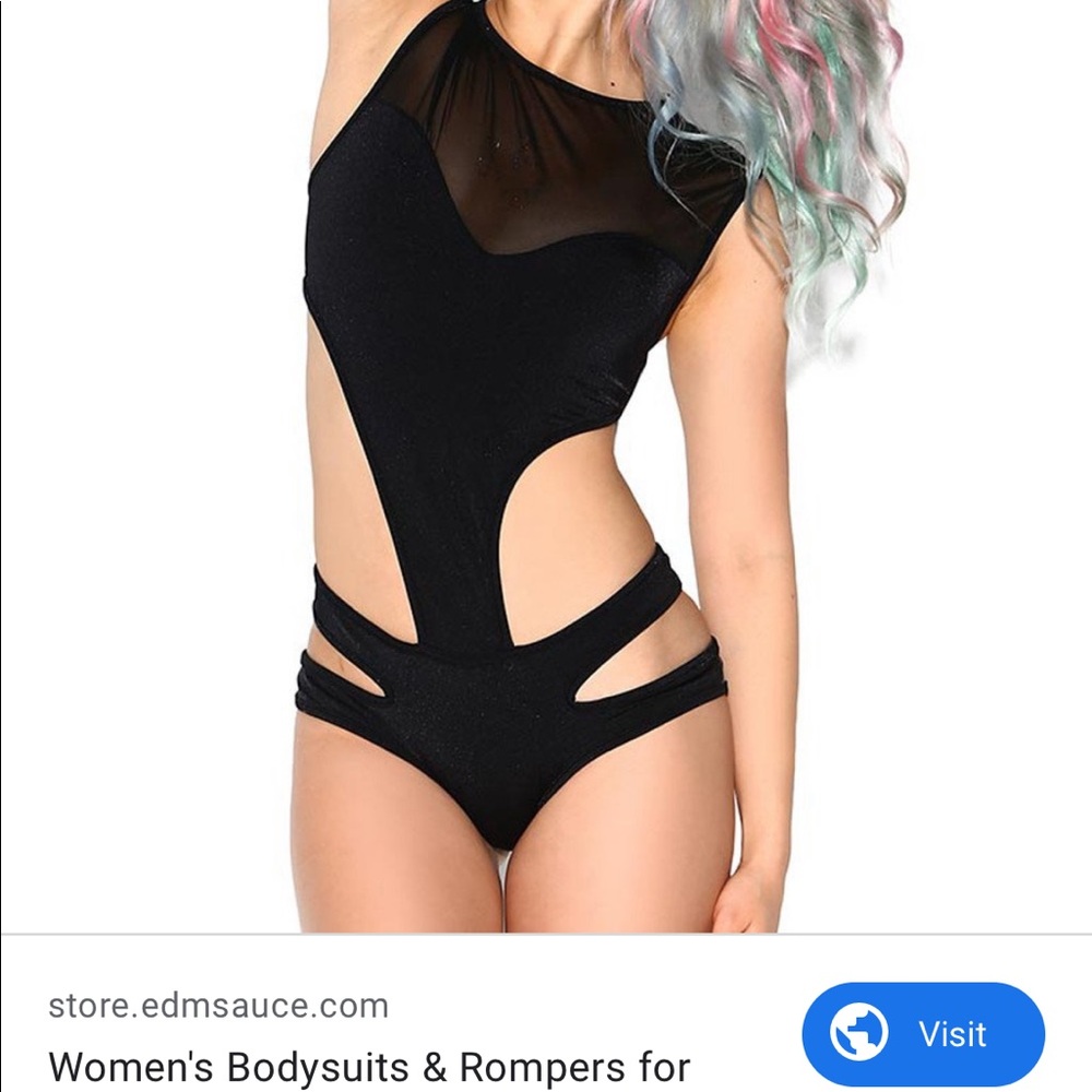 Iheartraves Mesh Cut Out Bodysuit Party Rave